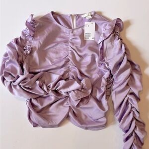 H&M Draped Lavender Long Sleeve Blouse